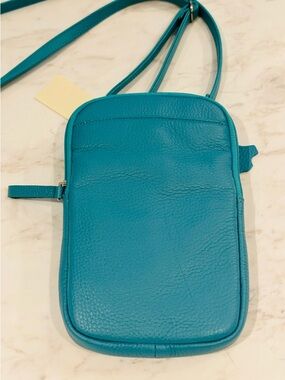 Coldwater Creek Teal Leather Crossbody Bag - Mini Organizer Purse